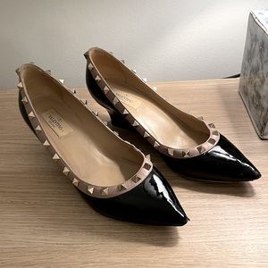 Valentino Black/Nude Patent Leather Rockstud Wedge